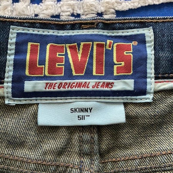 Leviโs 511 Skinny distressed medium wash Capri Denim Mid RiseJeans unisex 32x32 - Picture 6 of 10